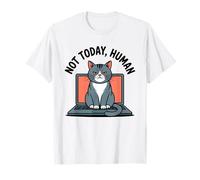 Funny Cat Sat On Laptop Not Today Human Cats Kitten Kittens T-Shirt
