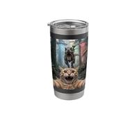 Funny Cat Selfie Alien Riding T Rex UFO Encounter Stainless Steel Insulated Tumbler