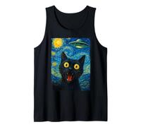 Funny Cat Selfie Alien UFO The Starry Night Cats Lover Cute Tank Top