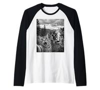 Funny Cat Selfie At Cryptid BBQ with Bigfoot and UFOs Raglan Baseball Tee