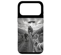 Funny Cat Selfie Bigfoot Running From T Rex And UFOs Case for iPhone 17 Pro Max