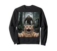Funny Cat Selfie Bigfoot UFO Forest Encounter Sweatshirt