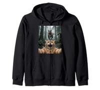 Funny Cat Selfie Carnotaurus Forest Chase Zip Hoodie