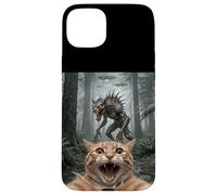 Funny Cat Selfie Chupacabra UFO Forest Encounter Case for iPhone 15 Plus