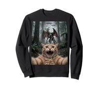 Funny Cat Selfie Jersey Devil UFO Forest Encounter Sweatshirt