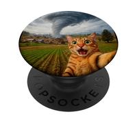 Funny Cat Selfie Meme Tornado Storm PopSockets Adhesive PopGrip
