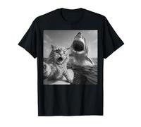 Funny Cat Selfie Surfing Top Shark T-Shirt