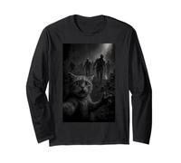 Funny Cat Selfie Top with Zombie Apocalypse Long Sleeve T-Shirt