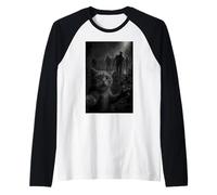 Funny Cat Selfie Top with Zombie Apocalypse Raglan Baseball Tee