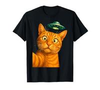 Funny Cat Selfie UFO Alien Abduction Graphic Men Women 2025 T-Shirt