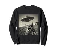 Funny Cat Selfie UFO Alien Invasion Extraterrestrial Visit Sweatshirt
