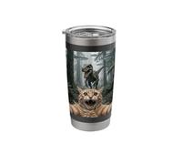 Funny Cat Selfie Velociraptor UFO Forest Encounter Stainless Steel Insulated Tumbler