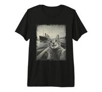 Funny Cat Selfie Vintage Ship RMS Titanic Premium T-Shirt
