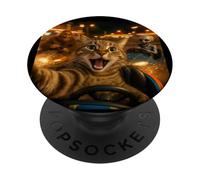 Funny Cat Selfie with Big Foot & Alien Bumper Car Meme PopSockets Adhesive PopGrip