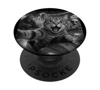 Funny Cat Selfie with Big Foot & Alien Bumper Car Meme PopSockets Adhesive PopGrip