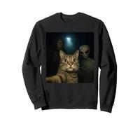 Funny Cat Selfie with Big Foot & Alien UFO Meme Sweatshirt