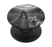 Funny Cat Selfie With Bigfoot Guitar And UFOs PopSockets Adhesive PopGrip