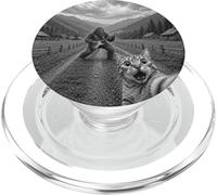 Funny Cat Selfie With Bigfoot Guitar And UFOs PopSockets PopGrip for MagSafe