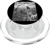 Funny Cat Selfie With Dinosaurs And UFOs PopSockets PopGrip for MagSafe