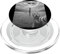 Funny Cat Selfie With Loch Ness Monster And UFOs PopSockets PopGrip for MagSafe
