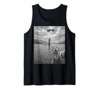 Funny Cat Selfie with Loch Ness Monster and UFOs Tank Top