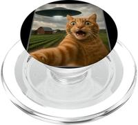 Funny Cat Selfie with UFO Alien Meme PopSockets PopGrip for MagSafe