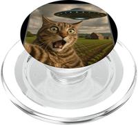Funny Cat Selfie with UFO Alien Meme PopSockets PopGrip for MagSafe