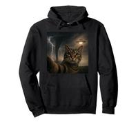 Funny Cat Selfie with UFO Alien Meme Tornado Storm Pullover Hoodie