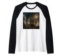 Funny Cat Selfie with UFO Alien Meme Tornado Storm Raglan Baseball Tee