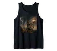 Funny Cat Selfie with UFO Alien Meme Tornado Storm Tank Top