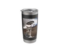 Funny Cat Selfie with UFO Animals Pet Stainless Steel Insulated Tumbler