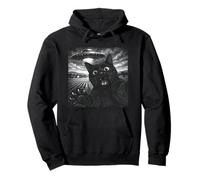 Funny Cat Selfie with UFO Black Cat Lover alien UFO believer Pullover Hoodie