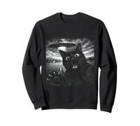 Funny Cat Selfie with UFO Black Cat Lover alien UFO believer Sweatshirt