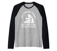 Funny Cat Sewing Horrors Persist Crafter Raglan Baseball Tee