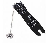 Funny Cat Shaped Bookmark with Paw Pendant - Durable Reading Accessory, Ideal Gift for Book Lovers, Cat Fans & Students (Black)
