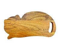 Funny Cat Shaped Wood Cutting Board for Kitchen with Handle, 8"L x 15.25"W Decorative Funny Cat Charcuterie Serving Board, Cheese Serving Board, Solid Wood Board