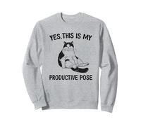 Funny Cat Shirt "Yes This Is My Productive Pose" Lazy Humor Sweatshirt