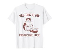 Funny Cat Shirt "Yes This Is My Productive Pose" Lazy Humor T-Shirt