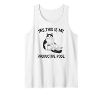 Funny Cat Shirt "Yes This Is My Productive Pose" Lazy Humor Tank Top