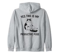 Funny Cat Shirt "Yes This Is My Productive Pose" Lazy Humor Zip Hoodie