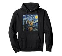 Funny Cat Smoking Cigarette Meme Van Gogh Art Starry Night Pullover Hoodie