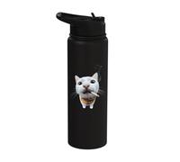 Funny Cat Smoking Graphic Design Stainless Steel Insulated Water Bottle
