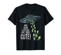 Funny cat spaceship these earthlings are so cute alien cats T-Shirt