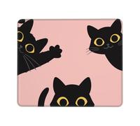 Funny Cat Square Mouse Pad,Pink Cute Mouse Pads for Wireless Mouse Desk Accessories,Small Mouse Pads for Desk,Stitched Edge Mousepad with Non-Slip Rubber Base Three Cats Computer Mouse Mat 10"X8"in