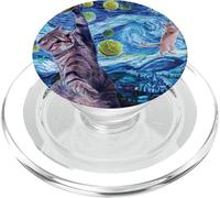 Funny Cat Starry Night Cat - Women's Cat Van Gogh Art PopSockets PopGrip for MagSafe