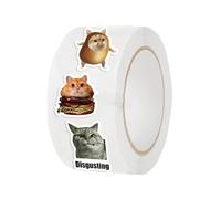 Funny Cat Stickers | 500 Sheets/Roll Stickers Decoration - Envelope Sealing Decoration - For Classroom Party Office Journaling Notebook Laptop Water Bottle Workbook Envelope