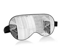 Funny Cat Taking a Bath Behind Shower Curtain Eye Masks Cover Blocks Light Sleep Mask Shade Cover Blindfold Relaxing Eyeshade Cover with Adjustable Head Strap for Men Women Kids