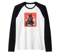Funny Cat Taking Over the Road Outfit Raglan Baseball Tee