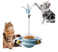 Funny Cat Teaser Toy - Kitten Funny Feathers Teaser Food Dispenser Toy,Slow Food Dispenser Kitten Toys With Ball for Indoor, Outdoor Cats Kitten