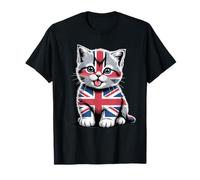 Funny Cat Tee Women Union Jack British Cat Lover Gifts T-Shirt